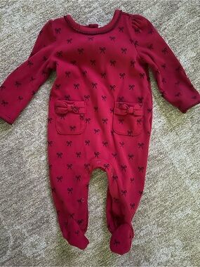 GAP Red Bow-Print Footed One-Piece